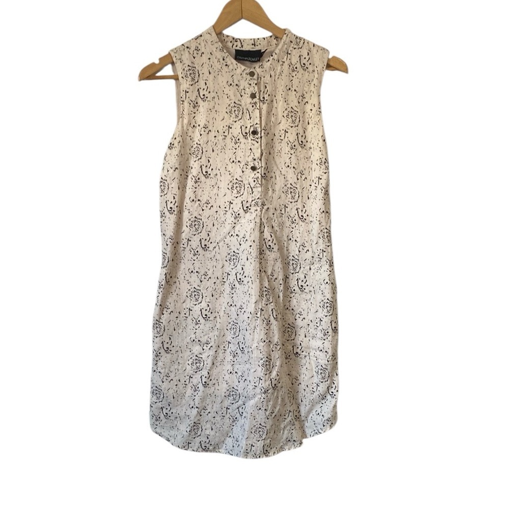 Cynthia Rowley Cream Mini Dress with Black Floral Print